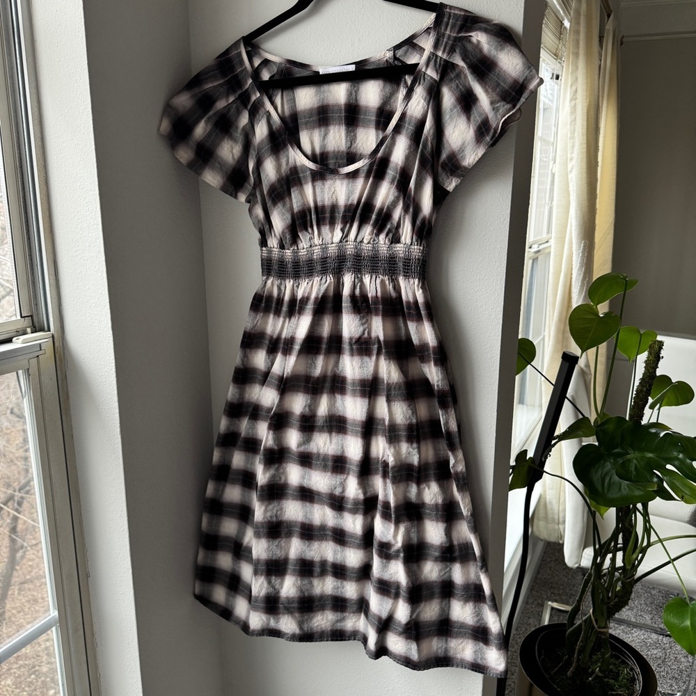 Corey Lynn Calter Black and White Plaid Midi Dress